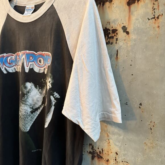 Vintage 80s 1988 Iggy Pop The Stooges Raw Power T Shirt Raglan JSR Punk Large - Picture 6 of 8